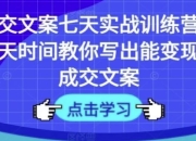 七天教你写出能变现的成交文案